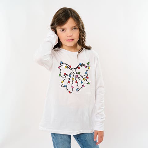 Christmas Light Bow Long Sleeve T-shirt (little Kid & Big Kid)