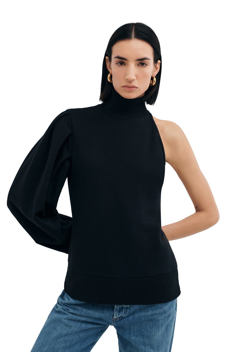 Marcella Rhett One Shoulder Sweatshirt, Alternate, color, Black