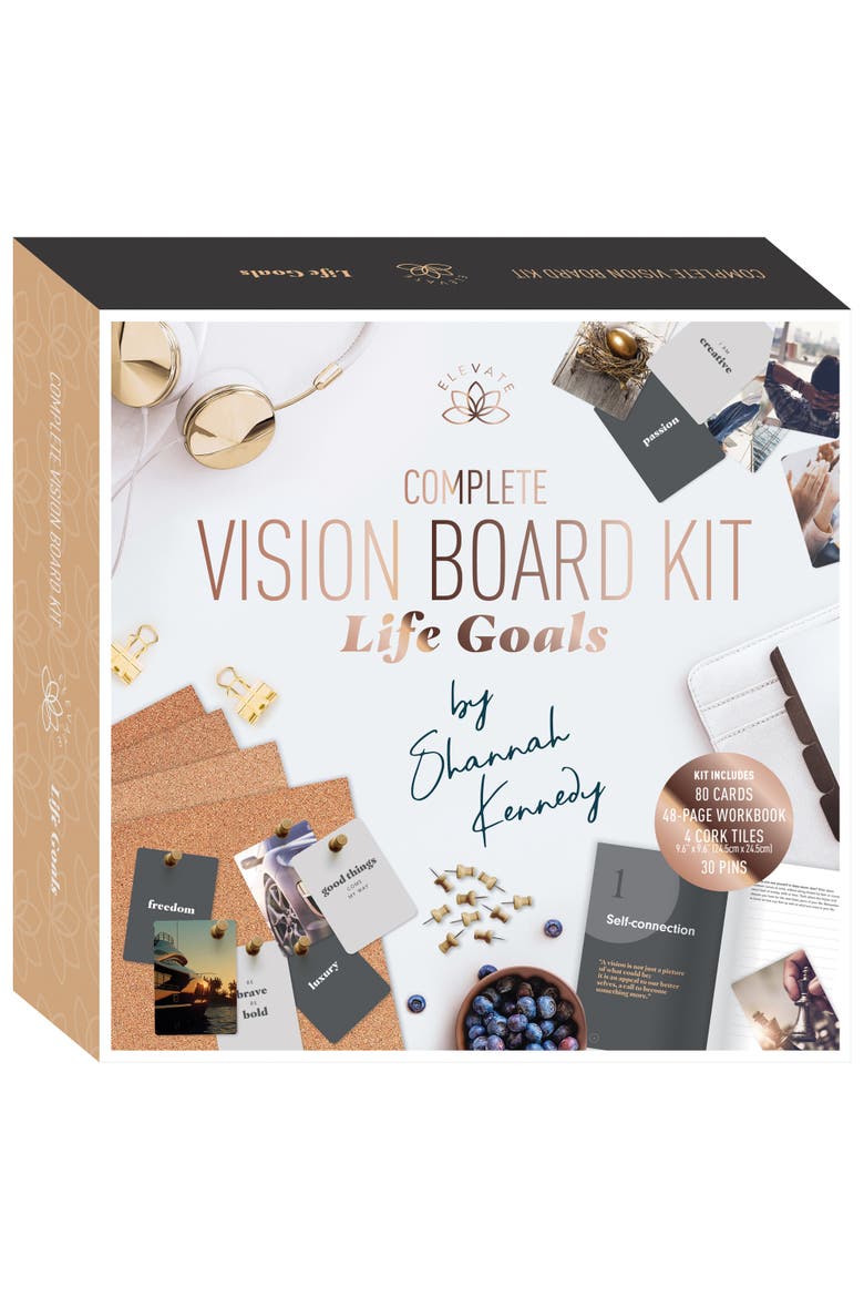 Complete Vision Board Kit, Life Goals, Guided Manifestation Set, Main, color, Multicolored