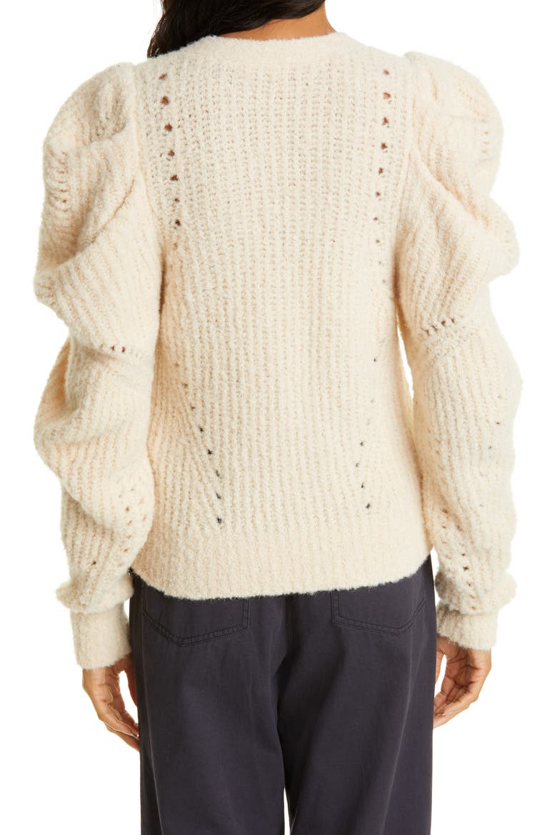 Emmy Gathered Shoulder Cardigan, Alternate, color, DAWN