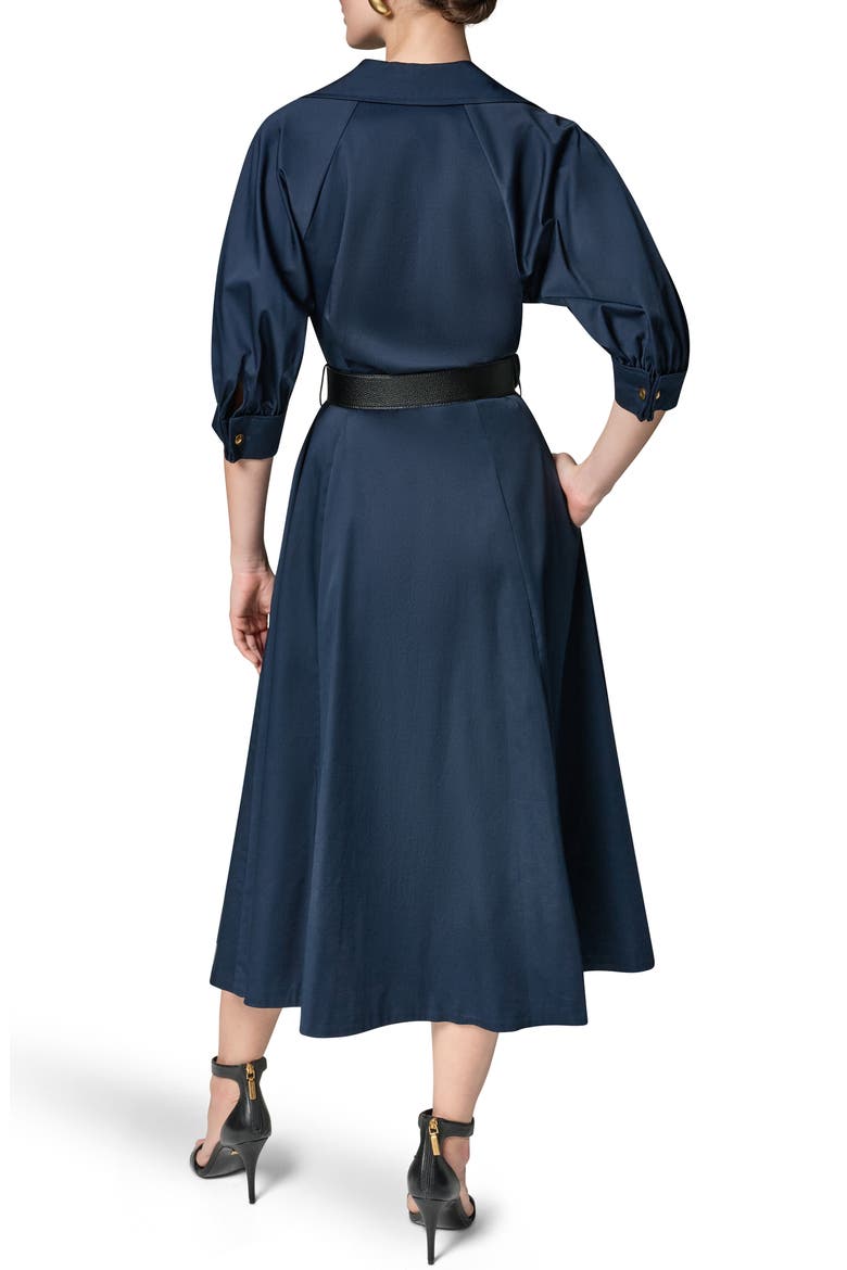 Belted Stretch Cotton Midi Shirtdress, Alternate, color, NIGHT SKY