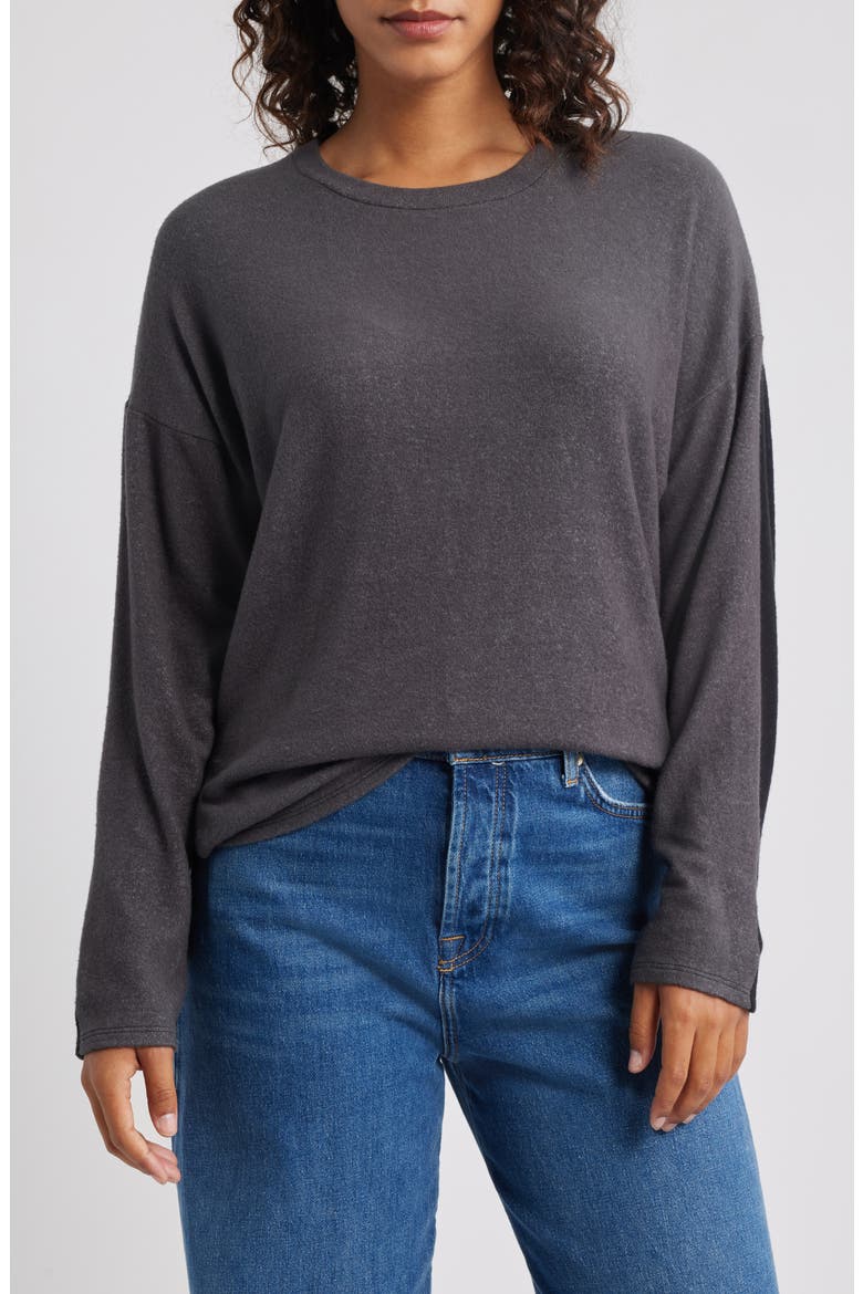 High-Low Tunic Top, Main, color, GREY/ BLACK