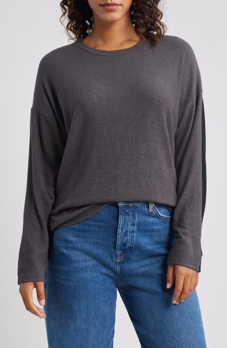 Loveappella High-Low Tunic Top, Main, color, Grey/ Black