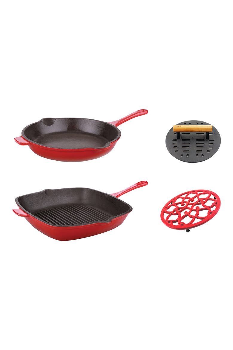 Neo 4-Piece Cast Iron Set, Main, color, RED