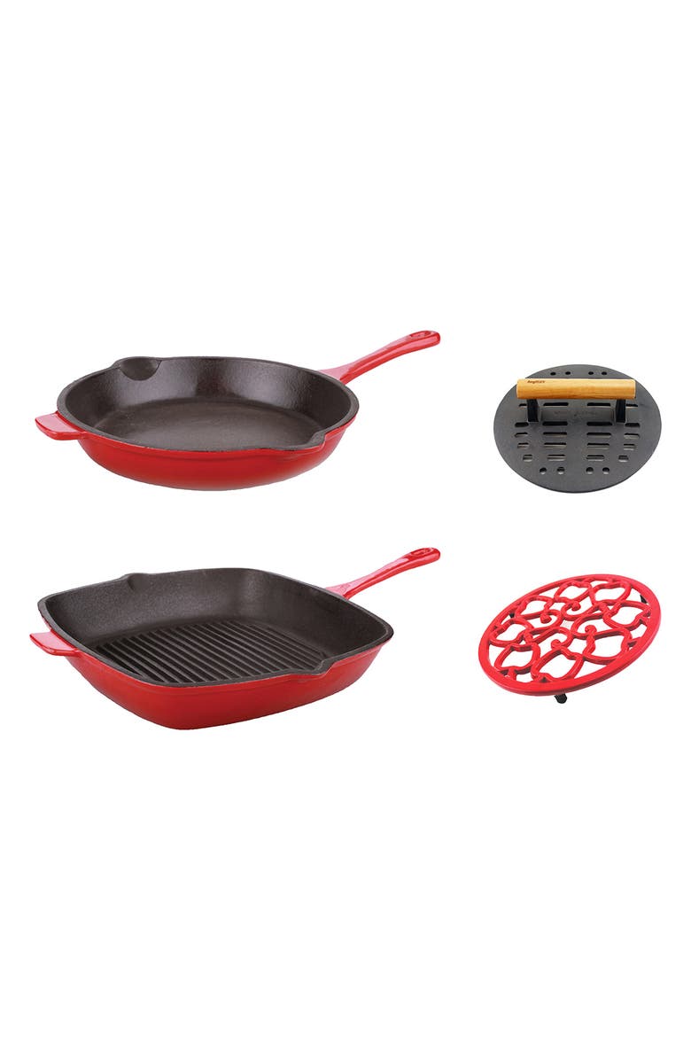 BergHOFF Neo 4-Piece Cast Iron Set, Main, color, Red