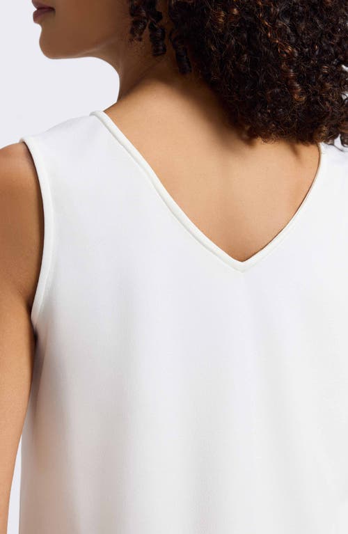 Foxcroft Callie Sleeveless Crepe Knit Top In White
