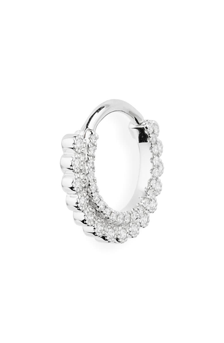 MARIA TASH Apsara Single Diamond Hoop Earring, Main, color, White Gold