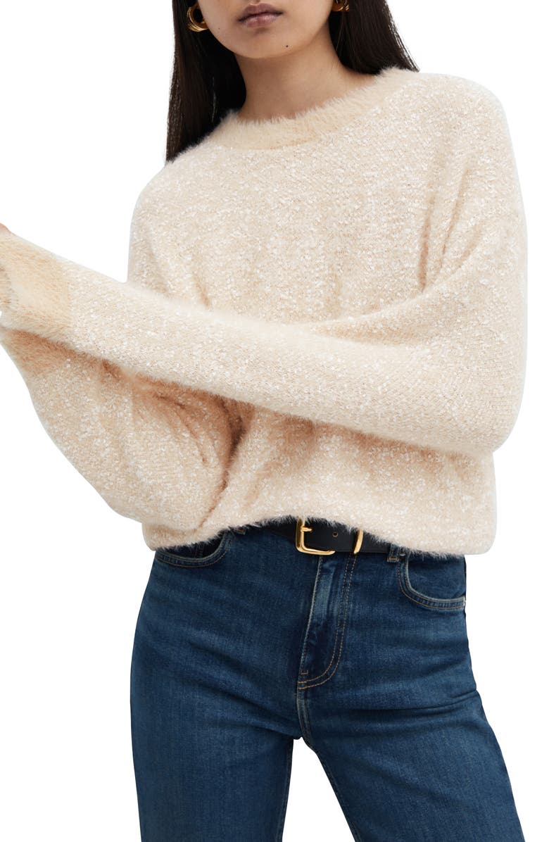 MANGO Faux Fur Trim Sweater, Main, color, 