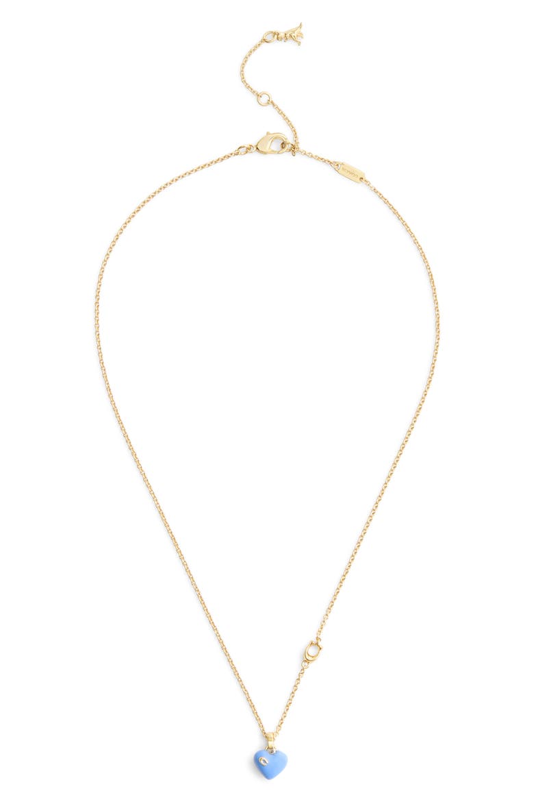 Enamel Heart Short Pendant Necklace, Main, color, PERIWINKLE/ GOLD