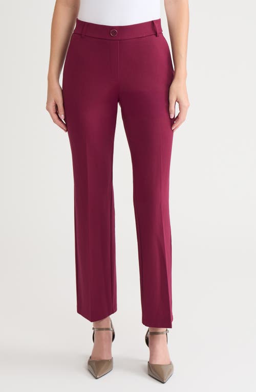Kasper Faux Fly Flare Pants In Burgundy