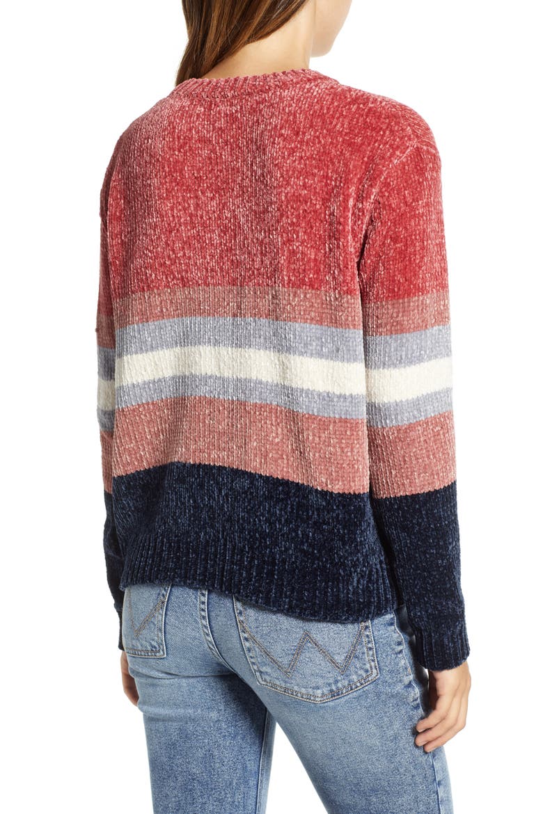 Stripe Chenille Sweater, Alternate, color, PINK