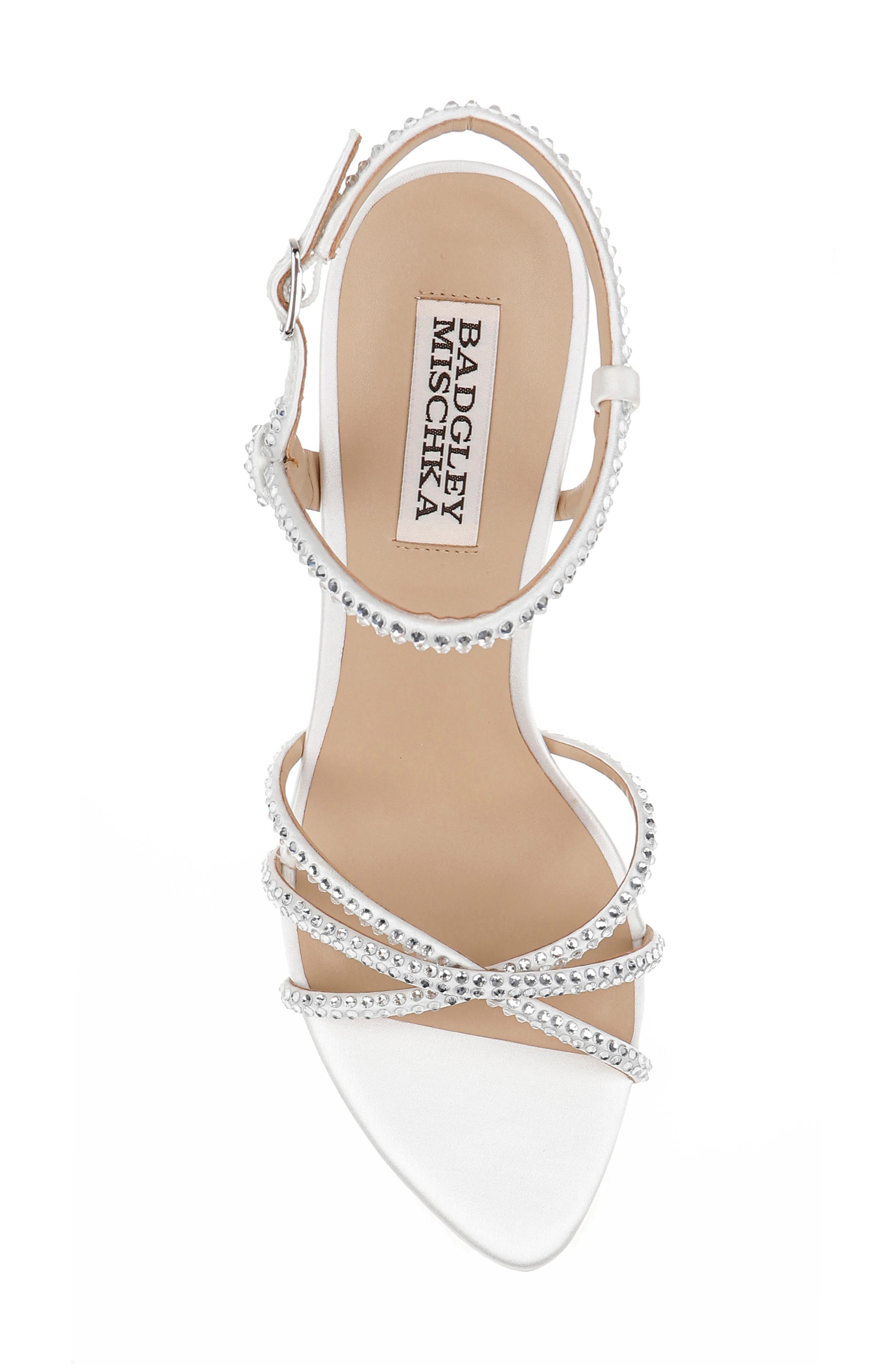 Badgley Mischka Collection Julietta Ankle Strap Sandal, Alternate, color, White Satin