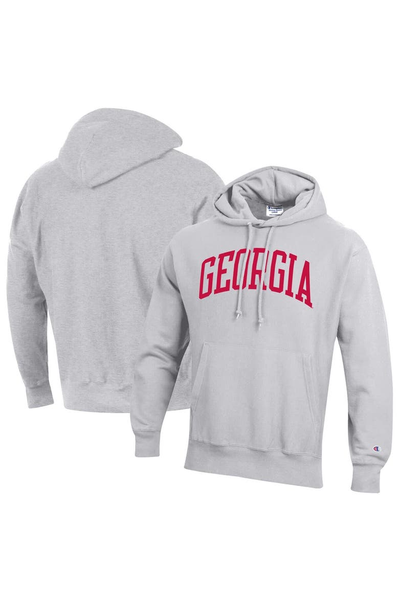 Men's Champion Heathered Gray Georgia Bulldogs Big & Tall Reverse Weave Fleece Pullover Hoodie Sweatshirt, Main, color, Heather Gray