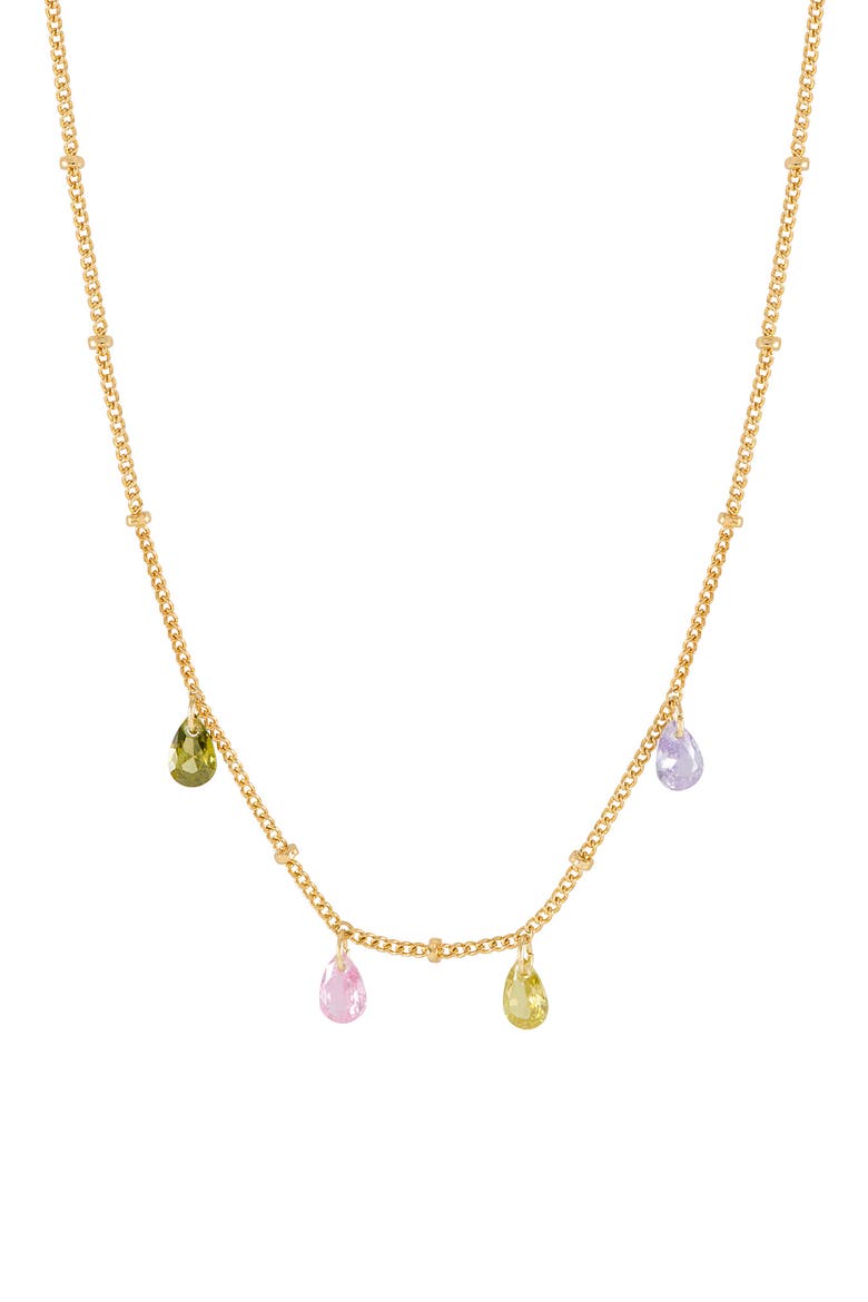 Cubic Zirconia Station Necklace, Main, color, GOLD