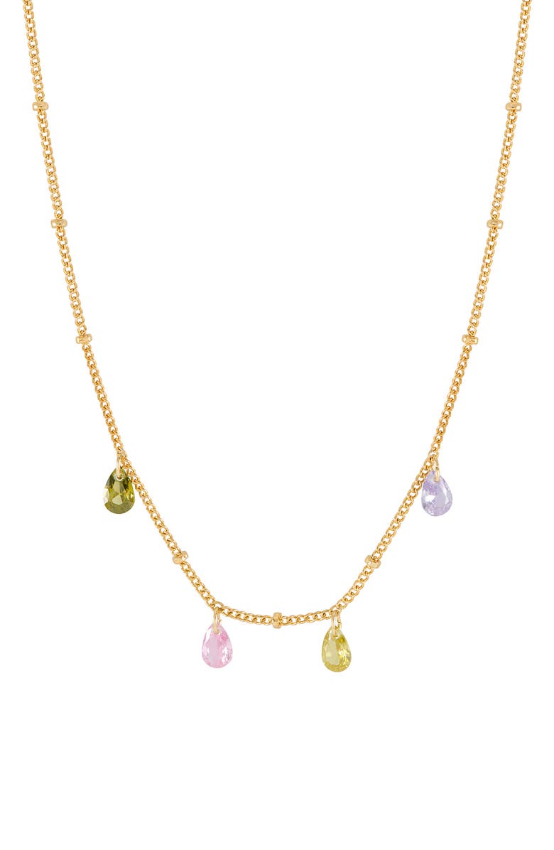 Estella Bartlett Cubic Zirconia Station Necklace, Main, color, Gold