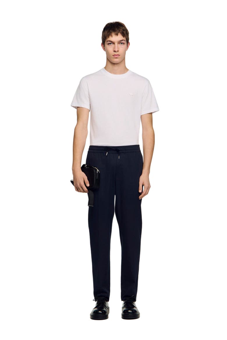 Elasticated straight-leg trousers, Alternate, color, Midnight blue