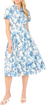 Ted Baker Rory Floral Short Sleeve Cotton Midi Shirtdress