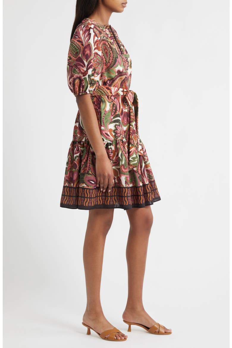 Puff Sleeve Dress, Alternate, color, MAUVE GREEN