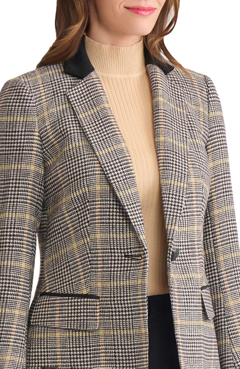 Jones New York Plaid Elbow Patch Blazer, Alternate, color, Caramel Multi