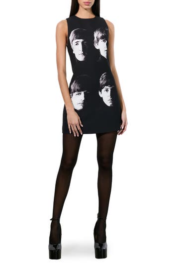 Alice And Olivia Alice And Oliva X The Beatles Clyde Mini Shift Dress In Fab Four
