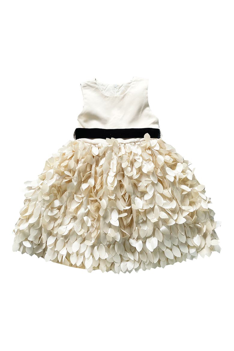 Kids' Textured Leaf Party Dress, Main, color, IVORY