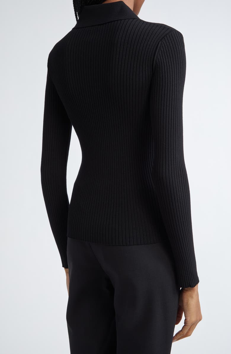 Courrèges Rib Double Zip Cardigan, Alternate, color, Black