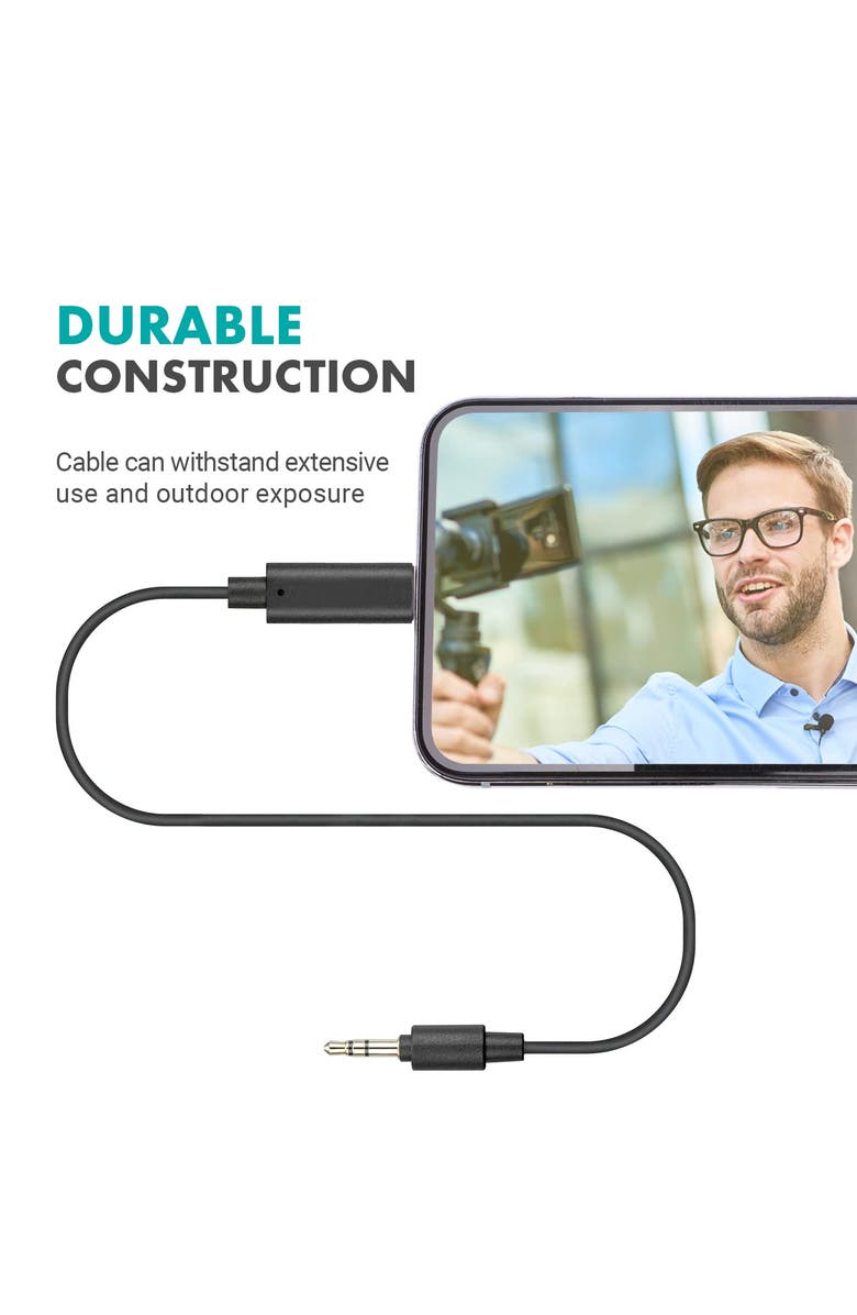 MOVO IMA-4 TRS to Lightning Adapter - Compatible with iPhone and iOS Devices, Alternate, color, Black