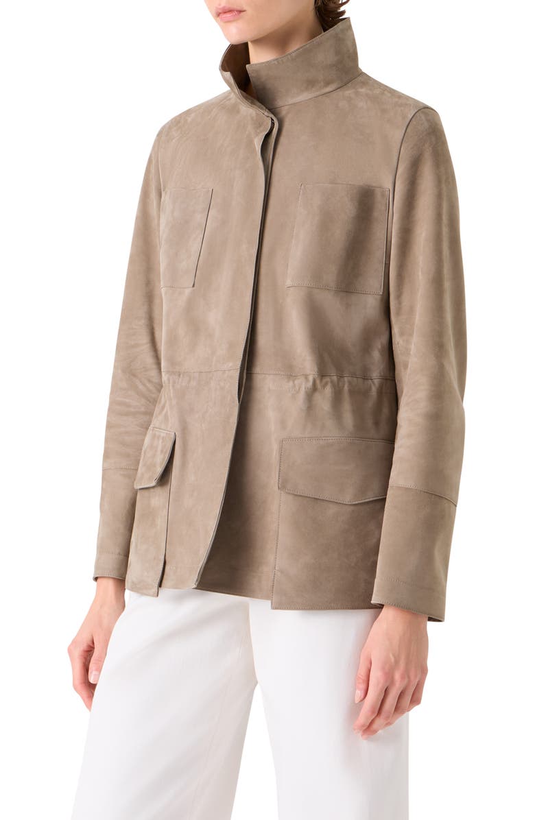 Akris Chianti Suede Jacket, Alternate, color, Taupe