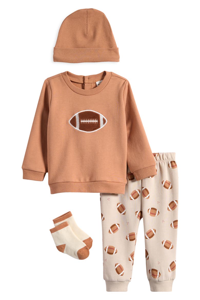 Football Sweatshirt, Leggings, Beanie & Socks Set, Main, color, FOOTBALLS