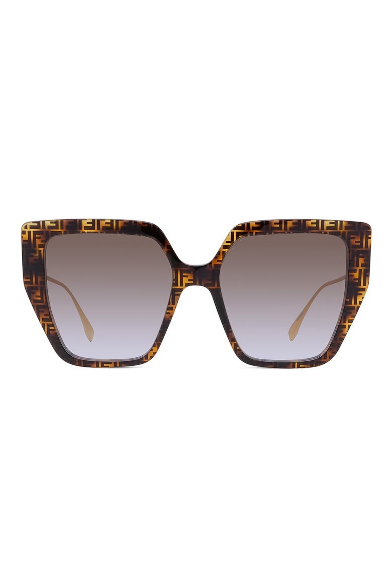 'Fendi Baguette 55mm Butterfly Sunglasses, Main, color, HAVANA / GRADIENT BROWN