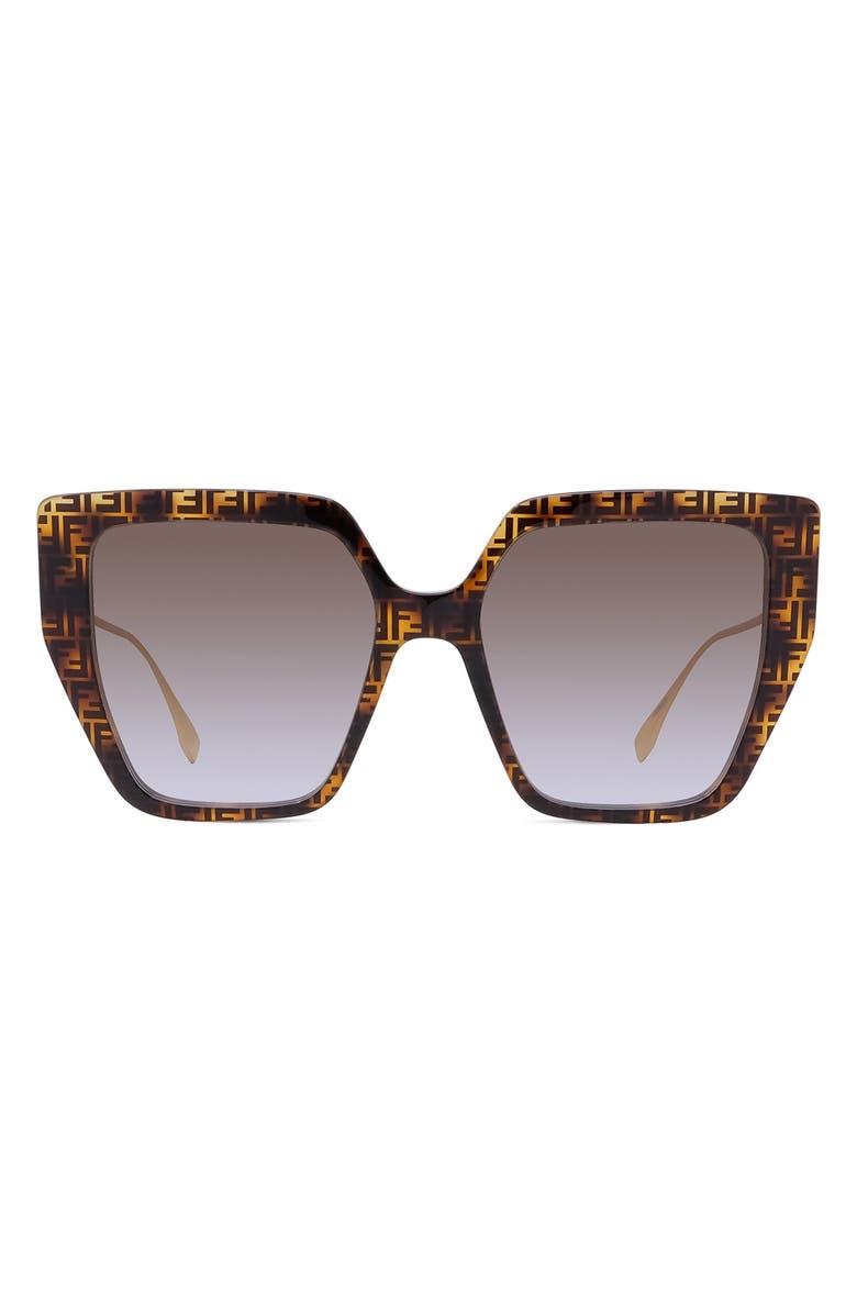 Fendi 'Fendi Baguette 55mm Butterfly Sunglasses, Main, color, Havana / Gradient Brown