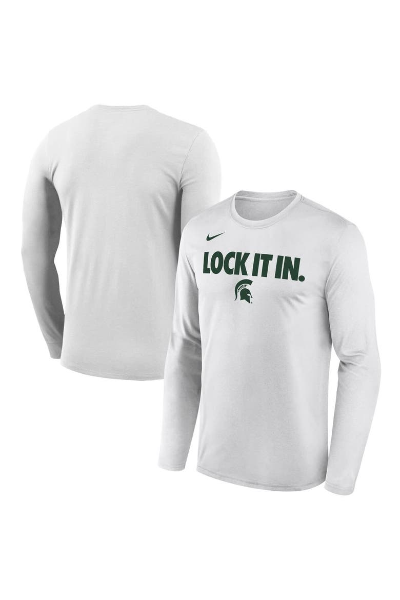 Men's Nike  White Michigan State Spartans 2026 On-Court Bench Long Sleeve T-Shirt, Main, color, White