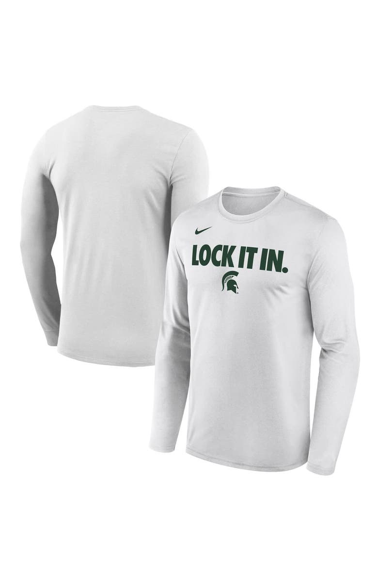 Nike Men's Nike White Michigan State Spartans 2026 On-Court Bench Long Sleeve T-Shirt, Main, color, White