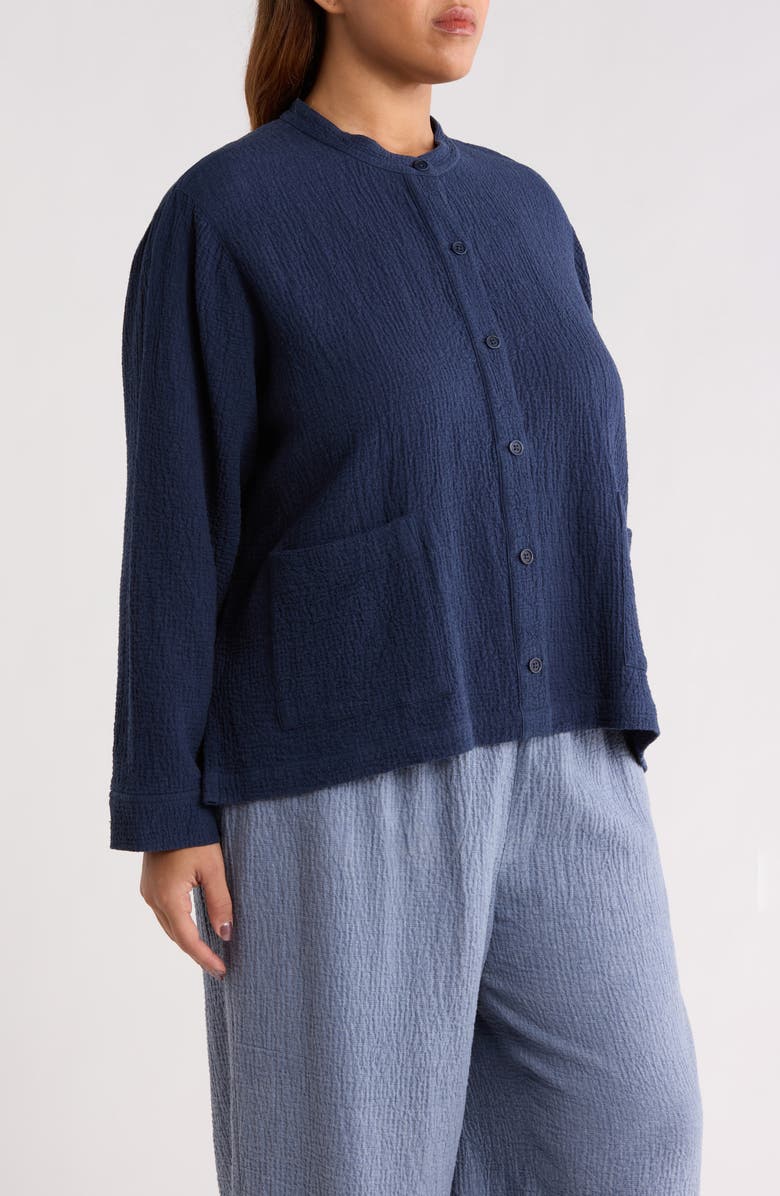 Eileen Fisher Seersucker Shirt Jacket, Alternate, color, Ink