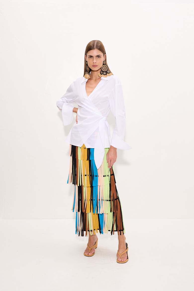 Anya Poplin Wrap Top, Alternate, color, Macadamia