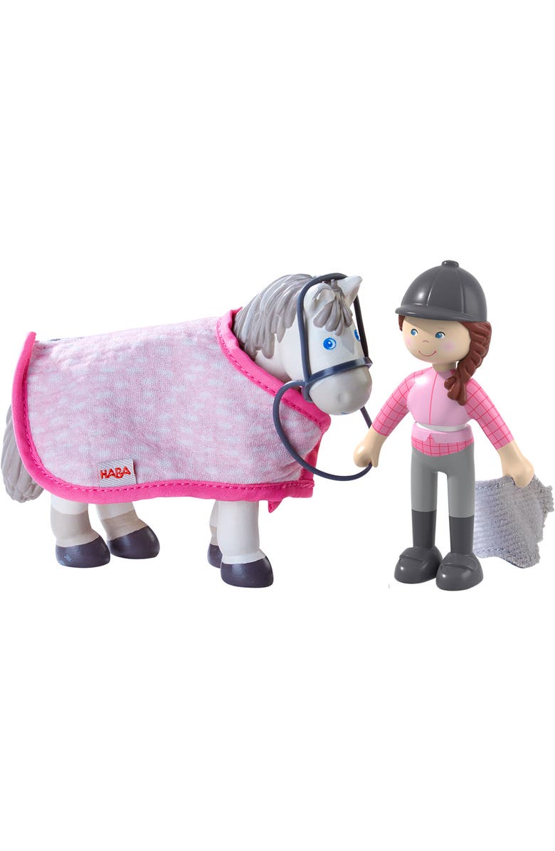 HABA Little Friends Horse Riding Play set - Rider Sanya, Mare Saphira and Accessories, Main, color, Multi