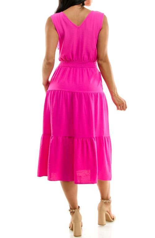 Shop Nina Leonard Tiered Midi Dress In Dragon Fruit