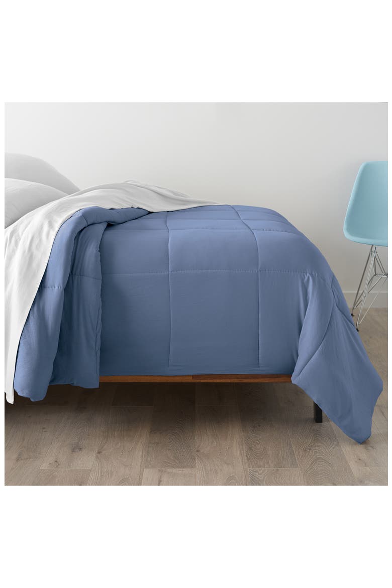 Microfiber Down-Alternative Solid Color Comforter, Alternate, color, SLATE BLUE