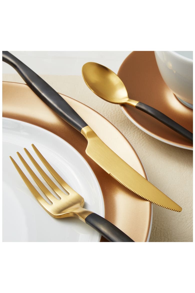 Dina 24-Piece Flatware Set, Alternate, color, BLACK AND GOLD