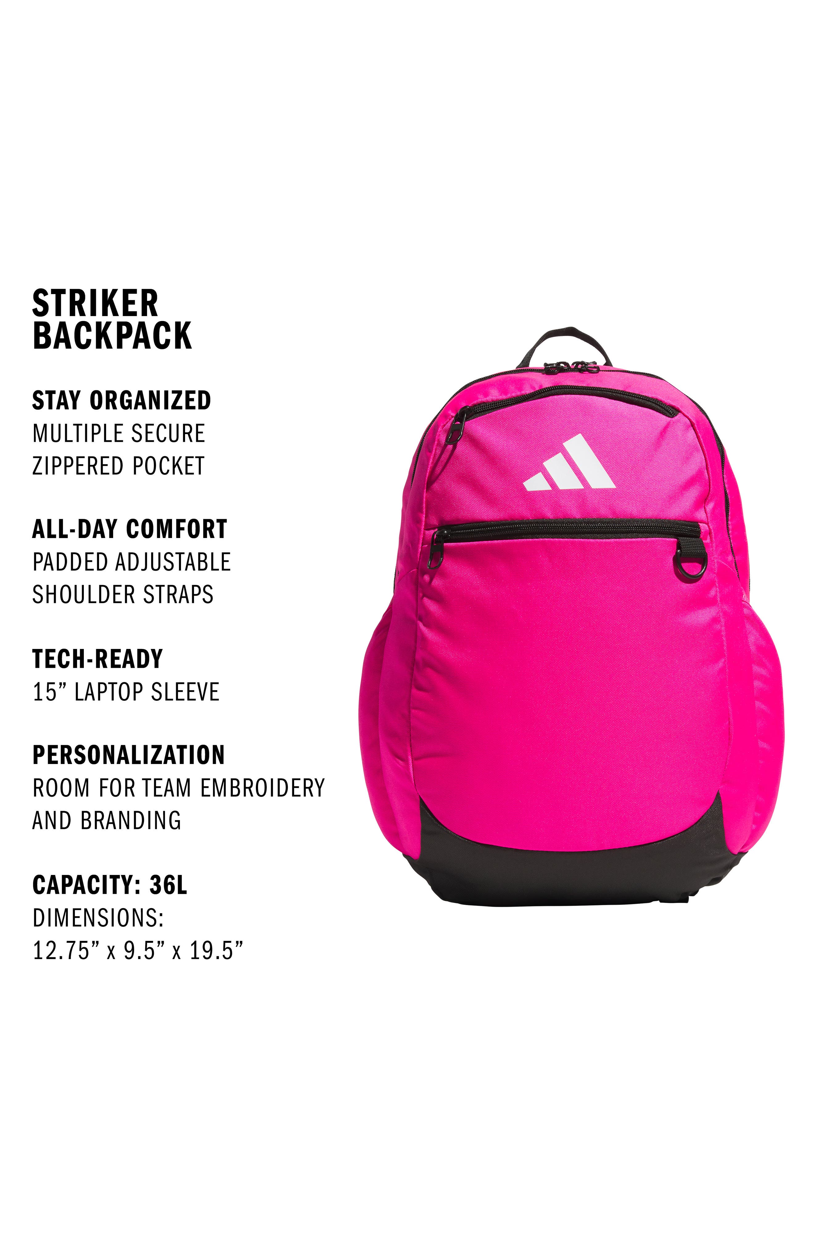adidas Kids' Striker 3 Backpack, Alternate, color, Team Shock Pink