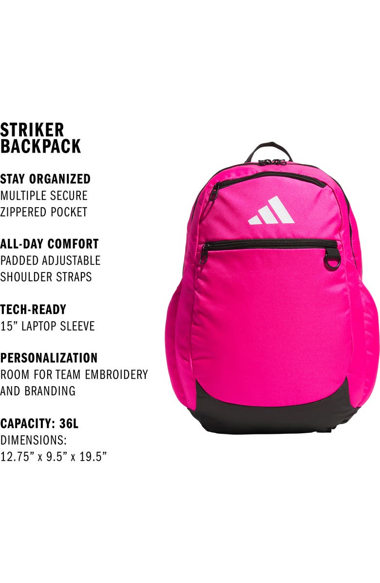 adidas Kids' Striker 3 Backpack, Alternate, color, Team Shock Pink