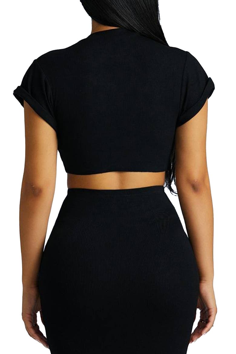 Fold Up Crop T-Shirt, Alternate, color, BLACK