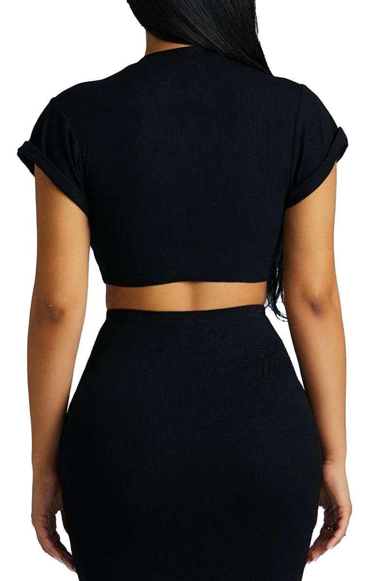 Naked Wardrobe Fold Up Crop T-Shirt, Alternate, color, 