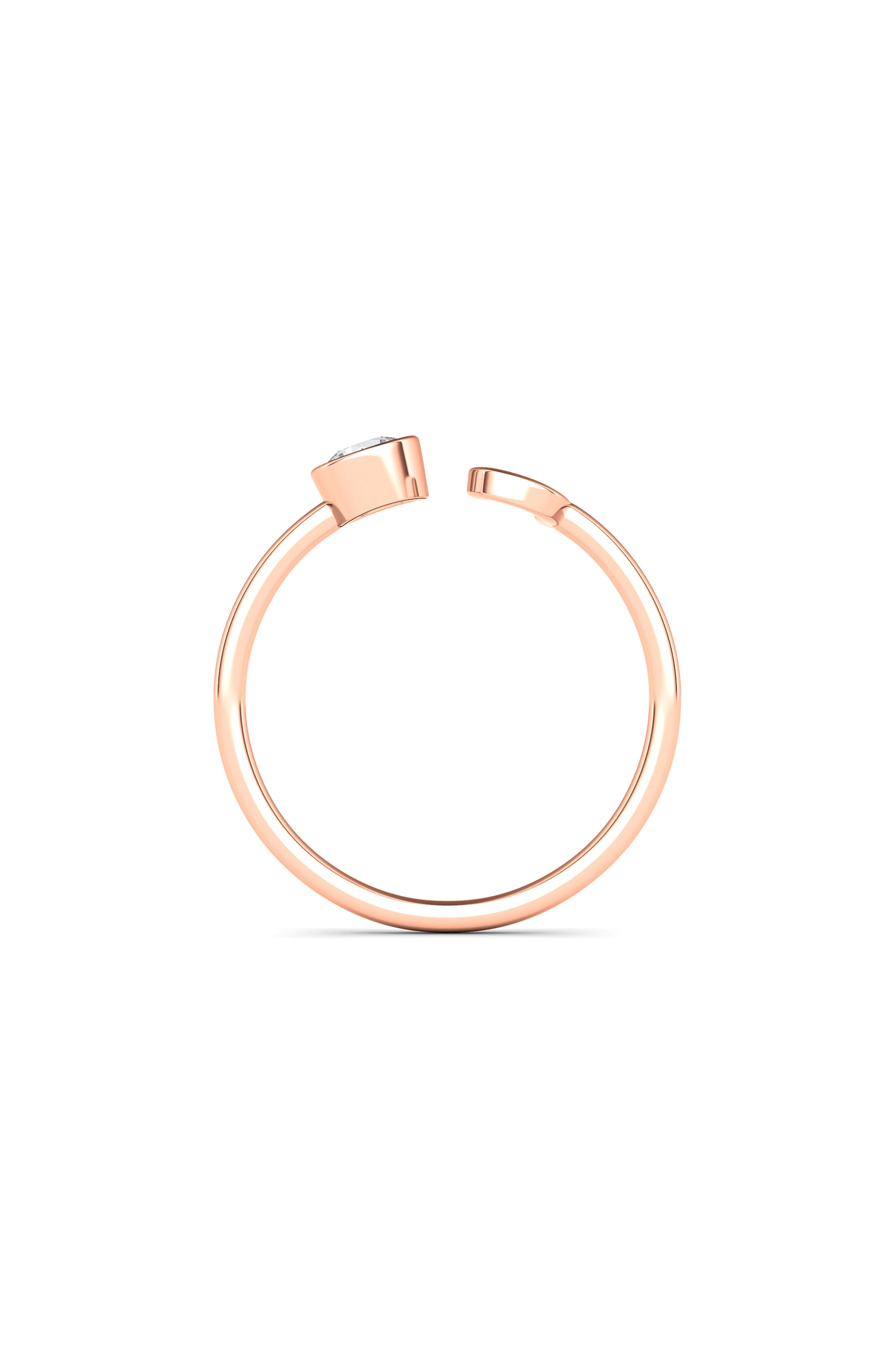 HauteCarat Letter Lab Created Diamond 18K Rose Gold Ring (Women ...