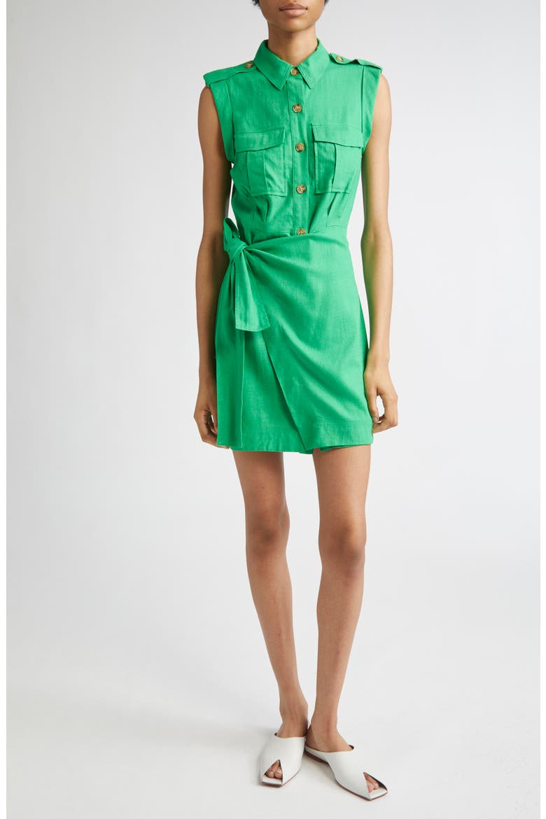 Giselle Sleeveless Cargo Shirtdress, Main, color, KELLY GREEN