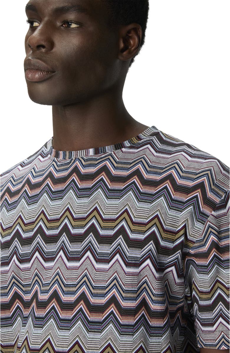 Missoni Crew Neck T-shirt With Geometric Zigzag, Alternate, color, Multicoloured