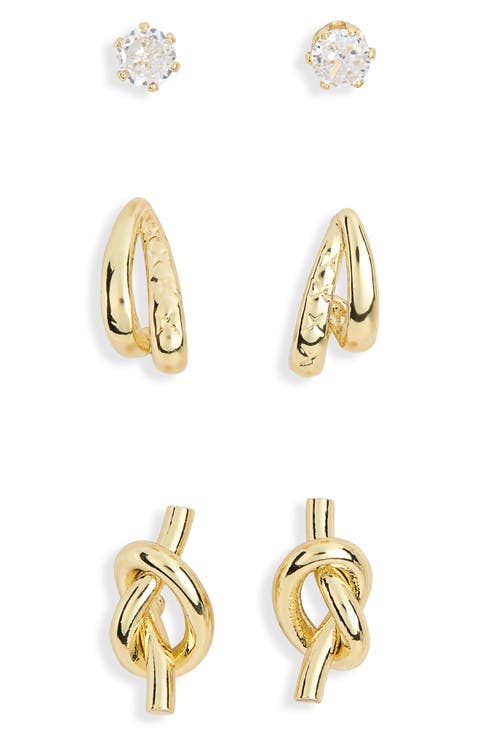 3-Pack Knot Stud & Hoop Earrings