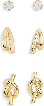 NORDSTROM RACK 3-Pack Knot Stud & Hoop Earrings