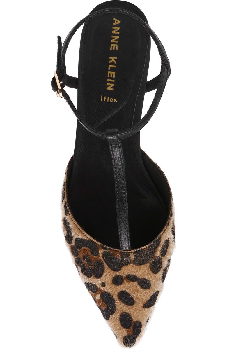 Anne Klein Emily Ankle Strap Pointed Toe Flat, Alternate, color, Leopard