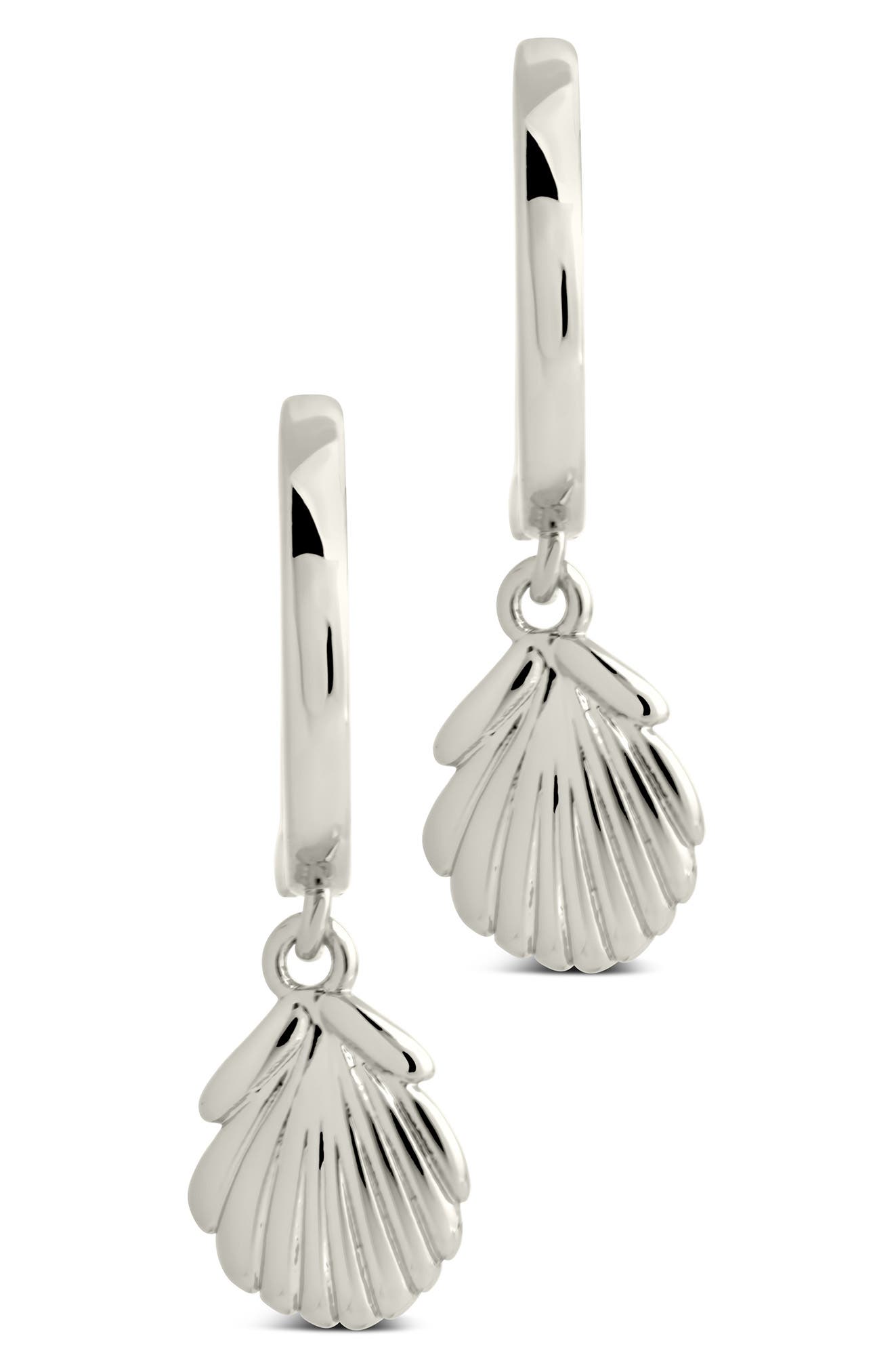 Sterling Forever Dottie Shell Drop Huggie Hoop Earrings (Women ...